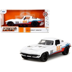 1966 Chevrolet Corvette #66 "Racing Spirit" White with Graphics "Bigtime Muscle" Series 1/24 Diecast Model Car by Jada - 1 of 4
