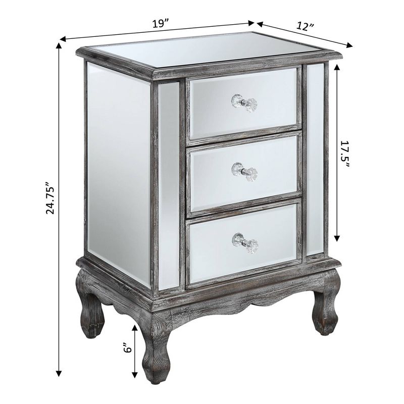 Gold Coast Vineyard Mirrored 3 Drawer End Table - Breighton Home, 6 of 7
