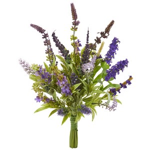 Nearly Natural 15-in Lavender Artificial Flower Bouquet (Set of 3) - 1 of 2