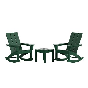 WestinTrends 3 Piece Set Outdoor Modern Rocking Chairs with Square Side Table - 1 of 4