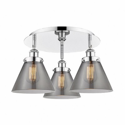 Cone - 3 Light Flush Mount In Art Deco Style-9.5 Inches Tall and 19.5 Inches Wide