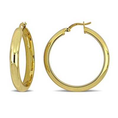 EVERLY JEWELRY | Yellow Plated Sterling Silver (5 MM Wide) 36 MM Polished Hoop Earrings