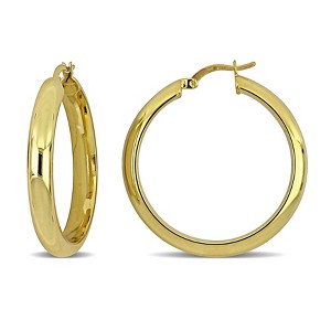 EVERLY JEWELRY | Yellow Plated Sterling Silver (5 MM Wide) 36 MM Polished Hoop Earrings - 1 of 4