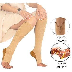 5 Star Super Deals Copper Energy Infused Zipper Compression Socks - Zip Up Circulation Pressure Stockings - 1 of 4