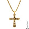 Steeltime 24" Men's two tone stainless steel St. Benedict cross pendant. Color Options: Silver, Gold - 3 of 4