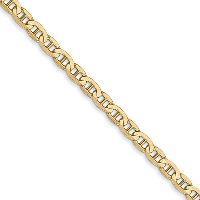 Black Bow Jewelry 3mm, 14k Yellow Gold, Solid Concave Anchor Chain Necklace