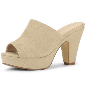 Allegra K Women's Open Toe Platform Chunky Heel Slides Sandals - 1 of 4