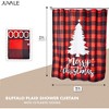 Farmlyn Creek Red Buffalo Plaid Merry Christmas Tree Bath Shower Curtain Set Polyester with 12 Hooks for Bathroom Decor 70"x71" - 3 of 4