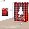 Farmlyn Creek Red Buffalo Plaid Merry Christmas Tree Bath Shower Curtain Set Polyester with 12 Hooks for Bathroom Decor 70"x71" - image 4 of 4