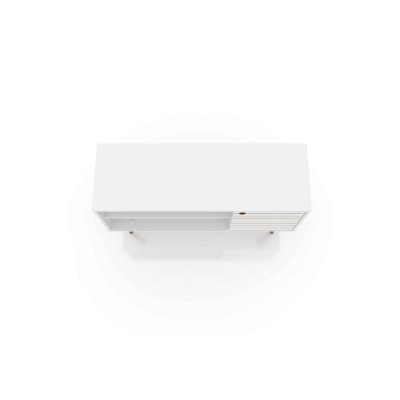 Sleek White Mid-Century Modern TV Stand with Cabinet and Shelves