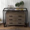 6 Drawers Dresser, Wooden Drawer Chest with Tempered Glass Top and Steel Frame, 39.4" Farmhouse TV Stand, Multi-Purpose Large Storage Cabinet - 3 of 4
