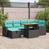vidaXL 7 Piece Patio Sofa Set with Cushions Brown Poly Rattan Acacia - 2 of 4