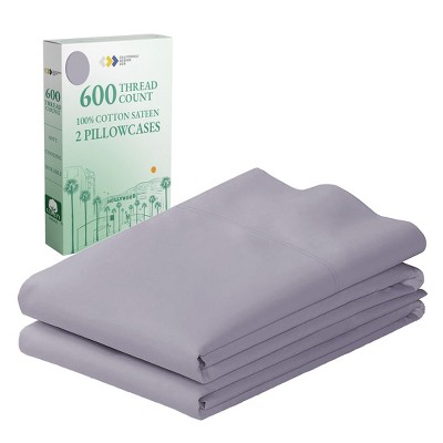Luxury 600 Thread Count Pillowcases - 100% Cotton Sateen, Soft, Cool & Breathable by California Design Den