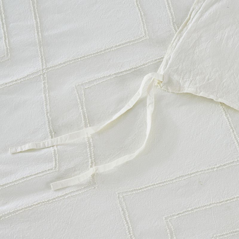 Textured Duvet Cover & Shams | 3 Piece Set Soft 100% Cotton | White Duvet Cover by California Design Den, 6 of 9