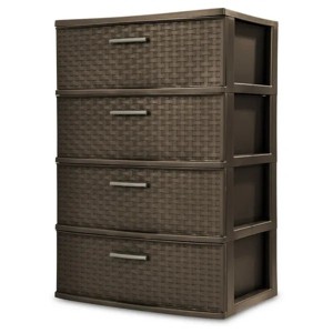 3/4 Drawer Weave Tower, Plastic Decor Drawers with Pull Handles - 1 of 4