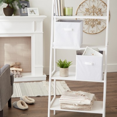 White Nonwoven Fabric Collapsible Storage Cube Set of 2