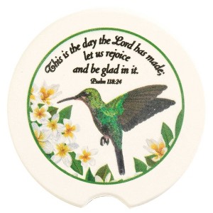 Dicksons Rejoice and Be Glad Green and Yellow 2.5 Inch Ceramic Car Coasters Pack of 2 - 1 of 2