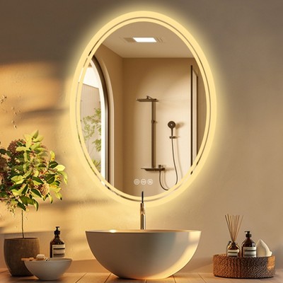 28/31.5in Bathroom Mirrors with Lights Anti Fog Dimmable LED Vanity Mirror IP56 Waterproof