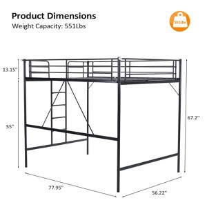 VINGLI Tall Loft Bed with Flat Ladder Rung for Kids Teens Adults Heavy Duty Metal Single Bed with Safety Guard Rails for Small Space, Black - 1 of 4