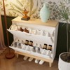 Shoe Cabinet with 2 Flip Drawers, Wooden Narrow Shoe Rack Cabinet, Freestanding Hidden Shoe Organizer for Entryway Living Room Closet Hallway - 2 of 4