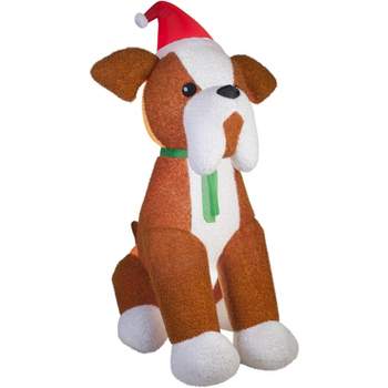 Gemmy Christmas Airblown Inflatable Mixed Media French Bulldog Giant, 9 ft Tall, Brown