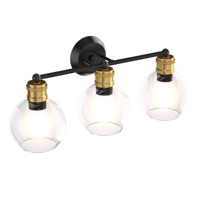 Costway 3-light Vanity Bathroom Light With 7 In Round Clear Glass Shade ...