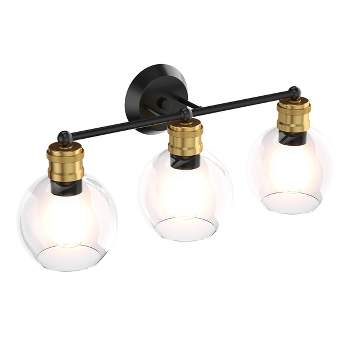 Costway 3-light Vanity Bathroom Light with 7 in Round Clear Glass Shade Vintage Wall Sconce