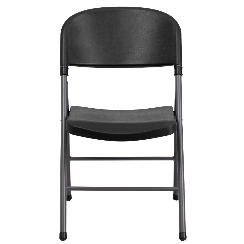 Emma and Oliver 6 Pack 330 lb. Capacity Black Plastic Folding Chair - Charcoal Frame - Event Chair, 4 of 12