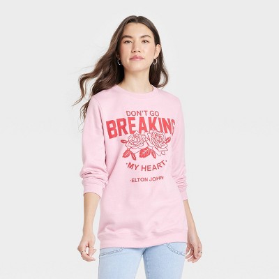 Women's Elton John Breakin' My Heart Graphic Sweatshirt - Light Pink