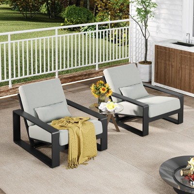 Modern Aluminum Outdoor Patio Lounge Chair,Indoor Chaise Lounge with Cushion for Living Room,Garden Loungers for Backyard-Coolbibila