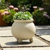 Cement Tripod Feet Texture Pots for Home Decor - Round Pot for Indoor and Outdoor Use - House, Patio, and Garden Decor - 9" Ivory - 4 of 4