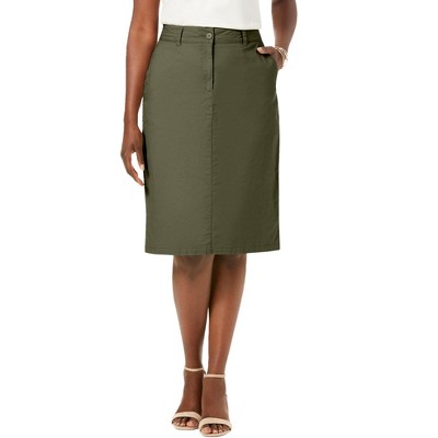 Jessica London Women's Plus Size Stretch Cotton Chino Skirt
