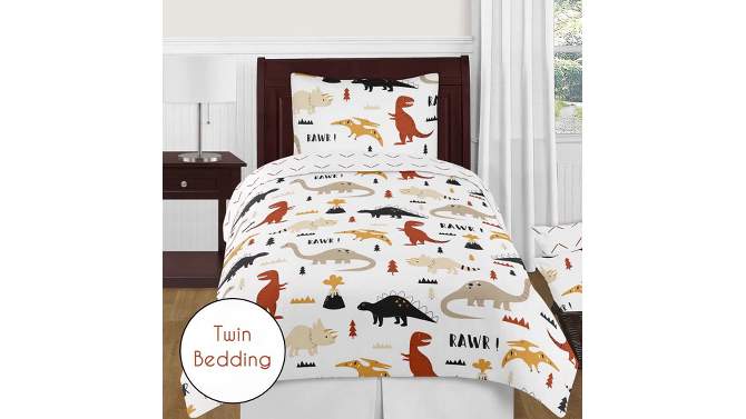 Sweet Jojo Designs Gender Neutral Baby Fitted Crib Sheet Mod Dinosaur Orange Taupe and Black, 2 of 8, play video