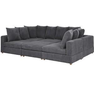 TiramisuBest Haven 6-Piece Modular Corduroy Sectional Sofa, Modern U-Shaped Design with Comfortable Gray Upholstery for Living Rooms - 1 of 4