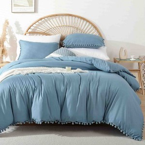 BAGOKIE 3-Piece Bed in a Bag Comforter Set with Pom Fringe - 1 of 4