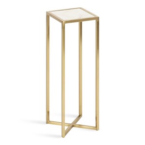 Kate and Laurel Jaspur Square Metal Drink Table, 7x7x21, Gold and White - 1 of 4