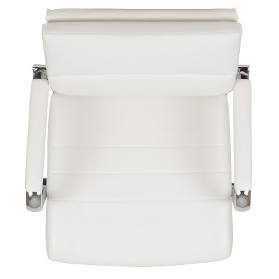 White Leather Mid-Back Ergonomic Executive Swivel Chair