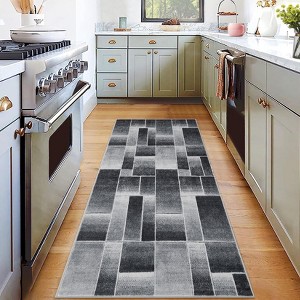 Washable Machine  Rugs Modern Geometric Patchwork Area Rug for Living Room Indoor Rugs for Bedroom, Throw Carpet for Dining Room Office Black - 1 of 4