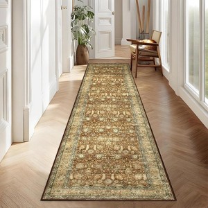 TackView Vintage Floral Area Rug, Machine Washable Boho, Soft Low-Pile Carpet, Non Slip Floral Rug, Ultra-Thin Traditional Carpet - 1 of 4