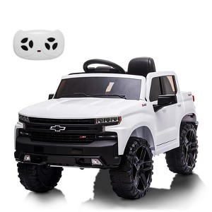 Ride on Truck with Remote Control for Kids, 12V Battery Powered Licensed Chevrolet Silverado GMC Ride On Car Toddler Electric Vehicles - 1 of 4