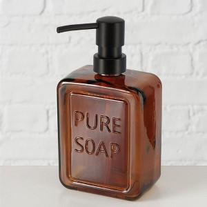 Evideco French Home Goods Vintage-Style Glass Soap Dispenser with PURE SOAP Design - 18 fl oz, Sturdy Pump for Hand Soap or Lotion - 1 of 4