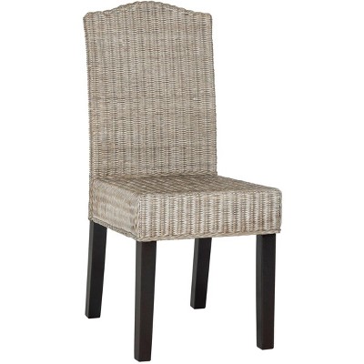 Antique Grey Rattan and Cane Dining Side Chair Set