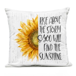 Stupell Industries Find The Sunshine Rustic Sunflower Uplifting Phrase Outdoor Decorative Throw Pillow, 18 x 18 - 1 of 3