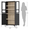 Tall Kitchen Pantry Cabinet with Glass Doors, Food Storage Cabinet with 4 Doors 5 Tier Adjustable Shelves for Kitchen,  Bathroom - 3 of 4