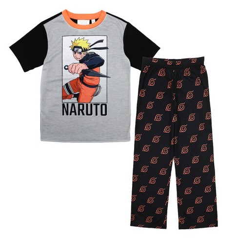 Naruto Shippuden Hidden Leaf Youth Boys Pajama Pants Shirt Set Small