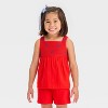 Toddler Girls' Americana Star Knit Tank & Shorts Set - Cat & Jack™ Red - 3 of 4