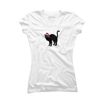 Junior's Design By Humans Christmas cat tshirt By bambino T-Shirt