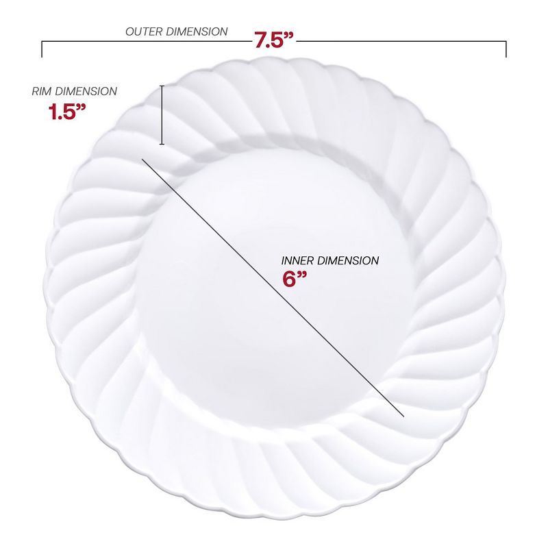 Smarty Had A Party 7.5" White Flair Plastic Appetizer/Salad Plates (180 Plates), 2 of 7