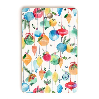 Ninola Design Christmas Baubles ords Cutting Board Rectangle -Deny Designs