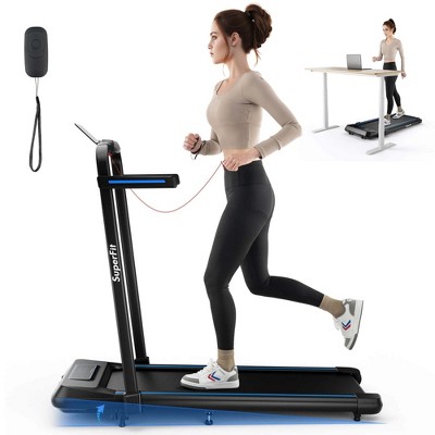 Superfit 2 in 1 Folding Treadmill with Incline Remote Control APP and LED Display Blue